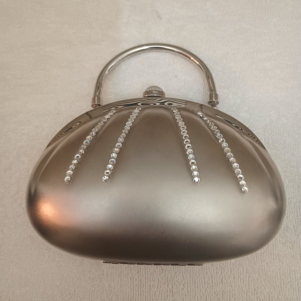 Valerie Stevens Silver tone Clutch or Crossbody Bag with Rhinestones.